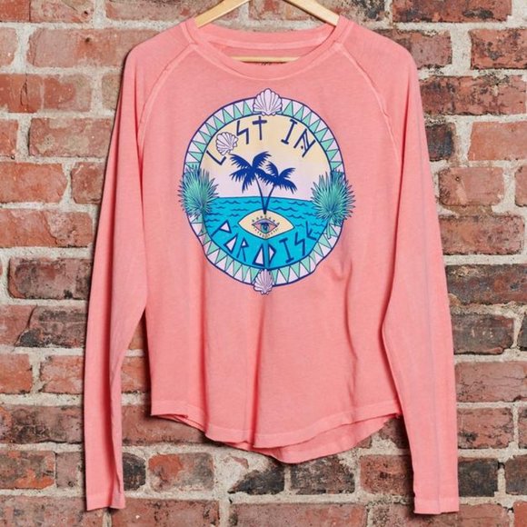 Midnight Rider x Free People Lost In Paradise Long Sleeve Tee Pink S - Picture 12 of 12